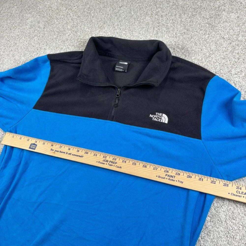 The North Face Fleece Pullover Mens L Blue Black TKA 100 Quarter Zip Jacket